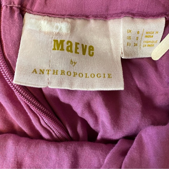 Anthropologie Maeve Embroidered Mini Dress US Size 2 Beaded Floral Open Back - Picture 15 of 16